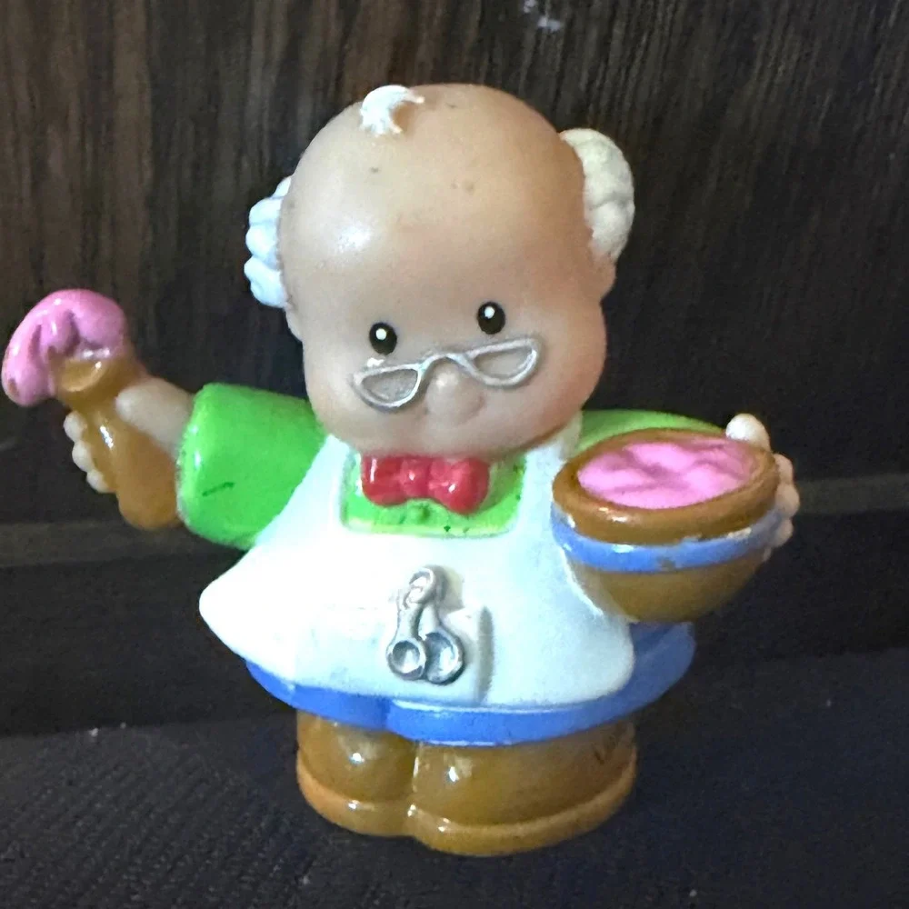 Fisher Price Little People Bob The Baker Cake Batter Christmas Baking Rare Toy